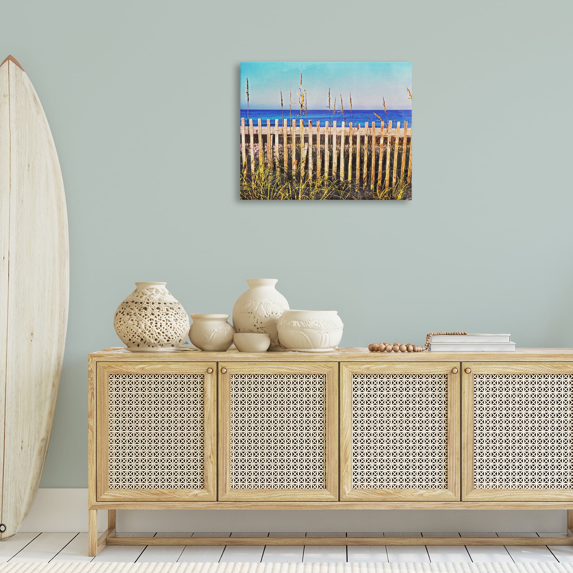Stupell Industries Florida Fenced Beach Nautical & Beach Painting Wrapped Canvas Art Print Wall Art, 30 x 24