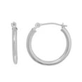 thumbnail image 2 of JewelStop 14K Real White Gold Tubular Hoop 14mm Round Earrings Small, 2 of 7