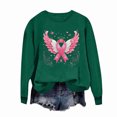 thumbnail image 2 of Nmnitkp Women Breast Cancer Awareness Sweatshirt Pink Ribbon Inspirational Tops Casual Long Sleeve Fall Winter Pullover Army Green,S, 2 of 5