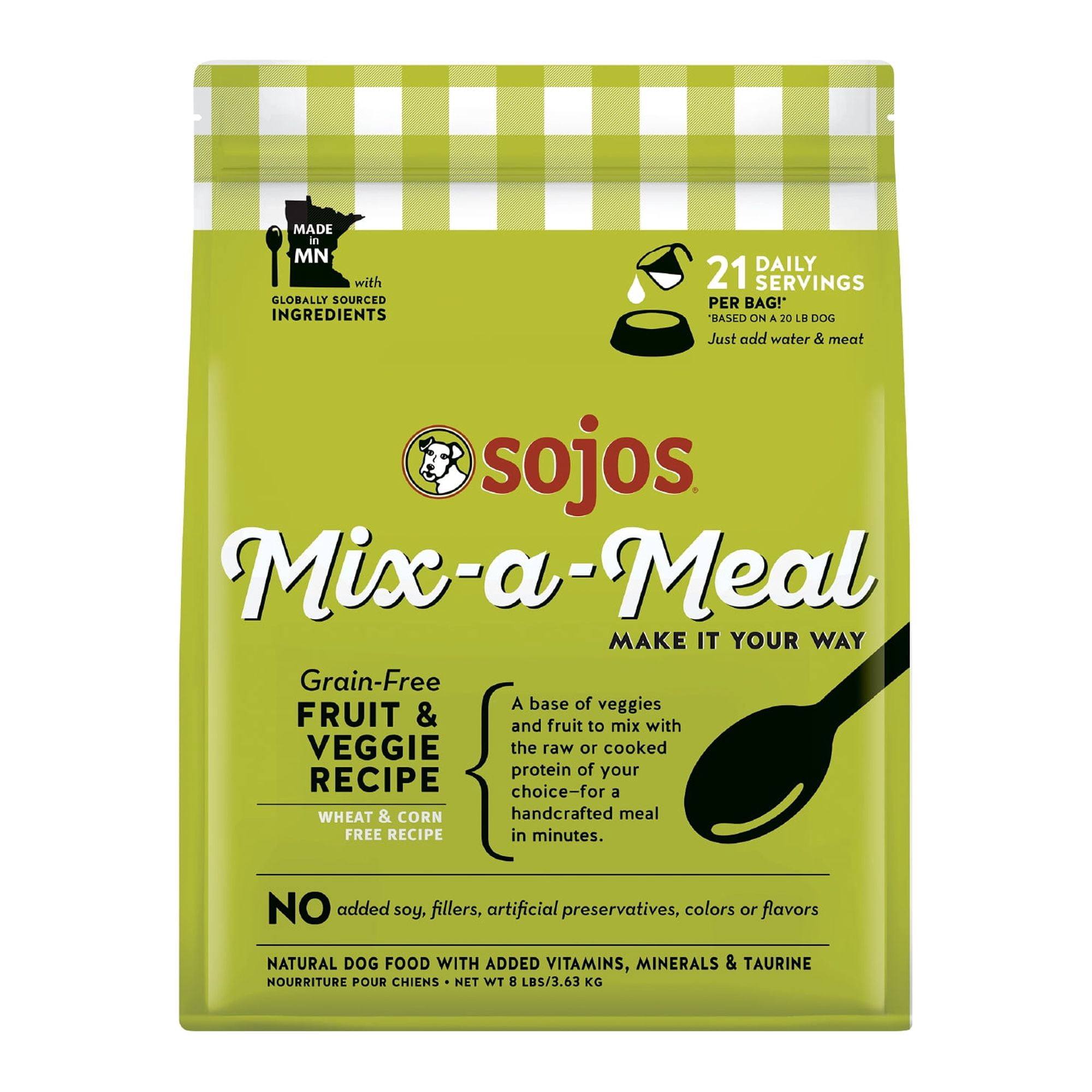 Sojos Mix-A-Meal Fruit & Veggie Pre-Mix Grain-Free Dog Food, 8 Pound Bag