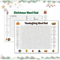 Jumbo Christmas & Thanksgiving Word Search Poster, Giant 36"x24" Wall Game for Families, Large Holiday Activity Game, Christmas Thanksgiving Party Decor (A & B)