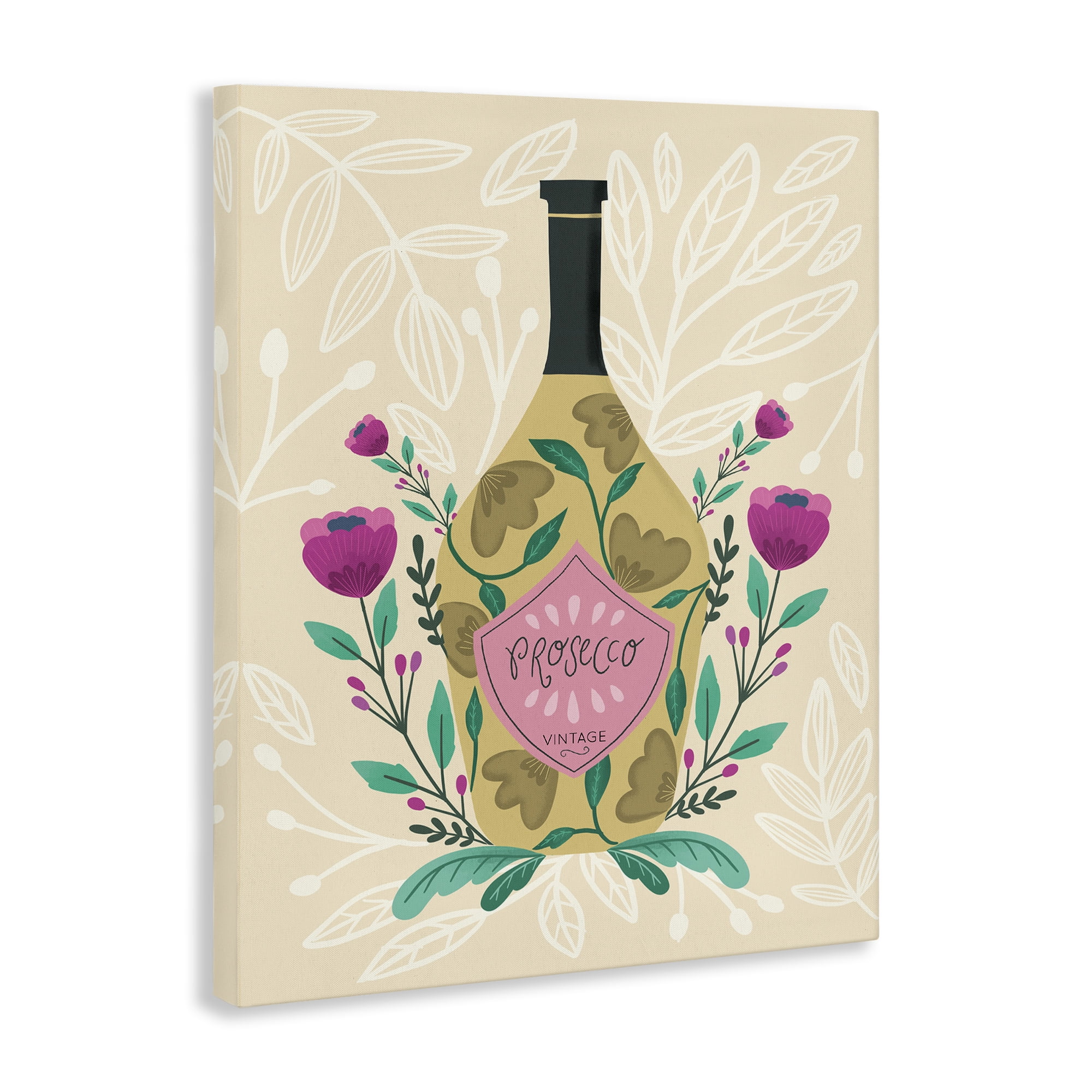 Stupell Industries Chic Floral Alcohol Bottle Food & Beverage Painting Wrapped Canvas Art Print Wall Art, 16 x 20