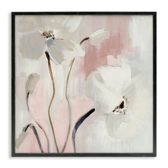 Stupell Industries Abstract White Blooms Botanical & Floral Painting Black Framed Art Print Wall Art, 12 x 12