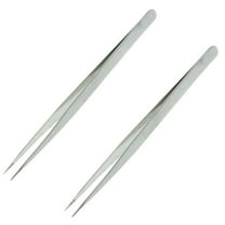 Universal 2 Pack Fine Point Precision Tweezers for Eyebrow and Hair Removal