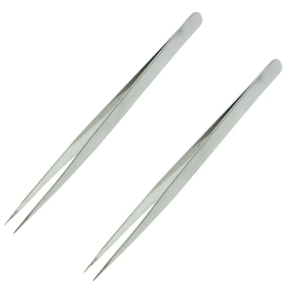Universal 2 Pack Fine Point Precision Tweezers for Eyebrow and Hair Removal