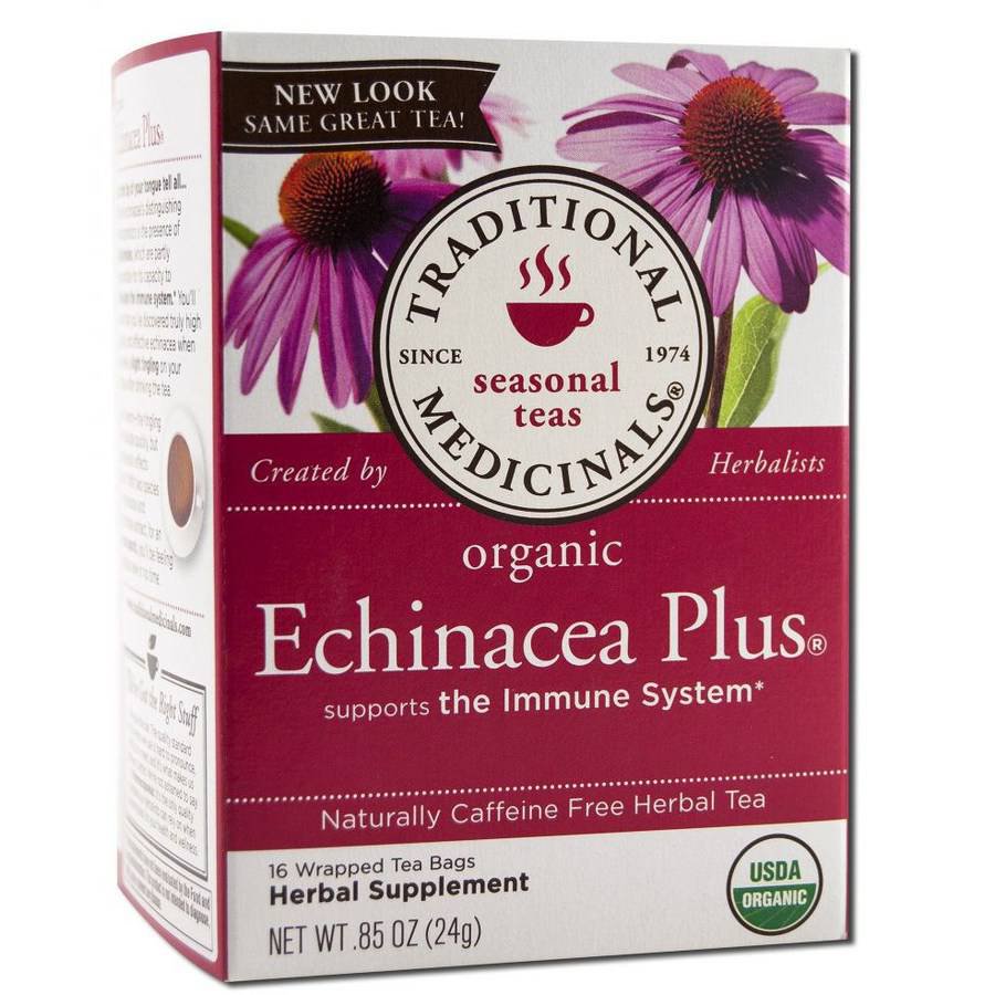 Traditional Medicinals Herbal Tea, Organic EchinAcea Plus, Wrapped Tea