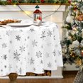 thumbnail image 1 of Nappe de Noël Ronde 60 Pouces, Nappe de Noël à Motif Flocon de Neige en Feuille Argentée Lavable, Nappe Blanche Imperméable et Résistante aux Plis pour Fête, Souper, Décorations de Noël, Cadeaux, 1 of 1