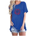 thumbnail image 1 of Tops Cortos para Mujeres Bandera de Moda Impresa Cuello Redondo, Camiseta de Manga 3/4 para Uso Diario, Casero Y Cómodo, 1 of 4