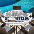 thumbnail image 6 of Blue Grey Graduation Season Round Tablecloth, Fitted Table Cover with Elastic for 36"-44" Round Tables, Funny Words Modern Art Table Cloth Outdoor Indoor Dinning Party Waterproof Tablecloths, 6 of 7