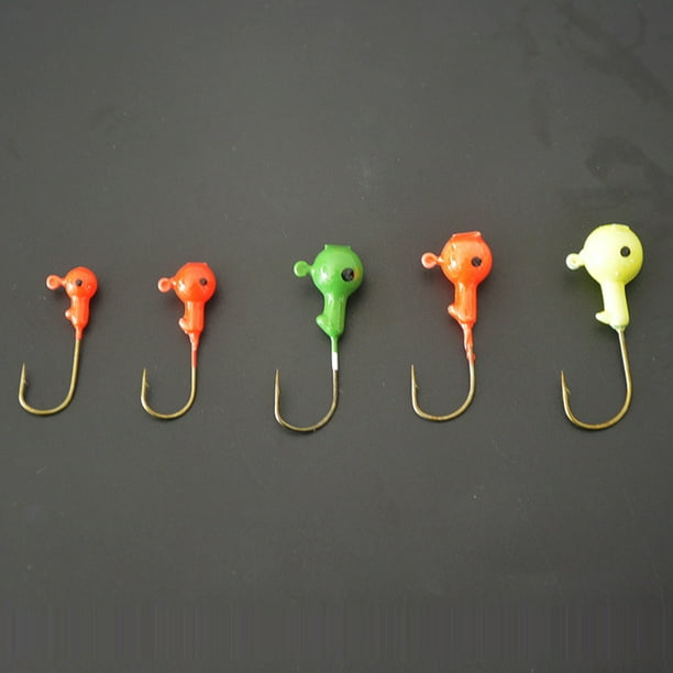 45PCS Painted Fishing Jig Hooks Glow Jig Head Hooks With Tackle Box for  Outdoor Freshwater Saltwater Trout Bass Walleye Fishing 