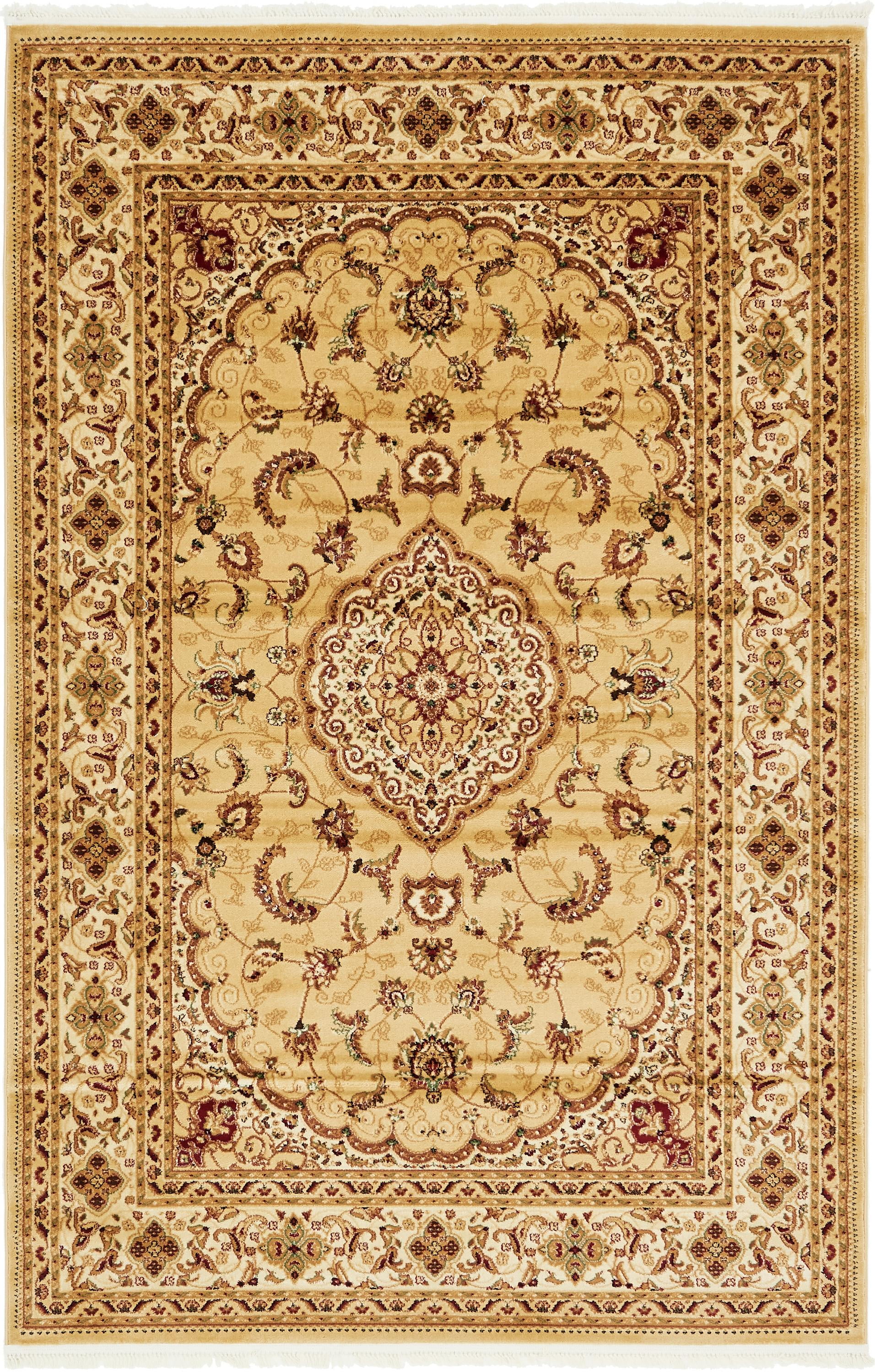 Unique Loom Indoor Rectangular Oriental Traditional Area Rugs Beige/Red/White, 6' 7 x 9' 10