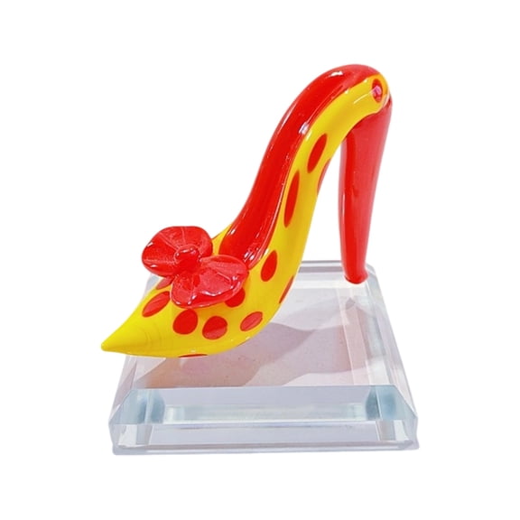 Glass Heel Sculpture Ornaments Glass Heel Statue for Home Wedding Party Decorations Simple Shoes Figurines Statues