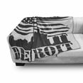thumbnail image 3 of Detroit Soft Flannel Fleece Throw Blanket, Monochrome Grunge City Silhouette American Flag United States Michigan, Cozy Plush for Indoor and Outdoor Use, 60" x 80", Charcoal Grey White, by Ambesonne, 3 of 6