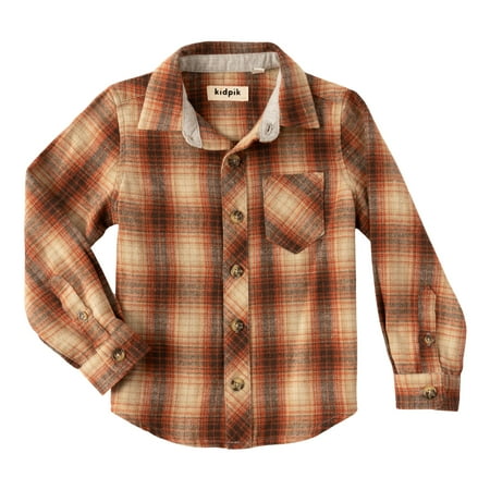 

KIDPIK Boys Fall Colors Plaid Shirt Button Up Size: 18 Months - XXL (16)