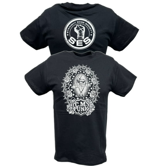 CM Punk Straight Edge Society SES Mens Black T-shirt 3XL