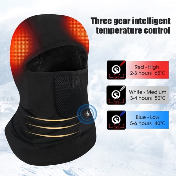 Snow Deer Riding Heating Face Mask Men Women Winter Thermal Windproof Rechargeable Battery Motorcycle Outdoor Sports Heated Mask Head Cover Scarf
