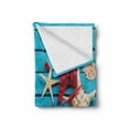 thumbnail image 2 of Starfish Soft Flannel Fleece Throw Blanket, Different Types of Starfishes and Scallops on Blue Painted Wooden Planks Image, Cozy Plush for Indoor and Outdoor Use, 70" x 90", Multicolor, by Ambesonne, 2 of 6