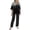 B_Black, variant on Two Piece Sets for Women 2026 Casual Round Collar Middle Sleeve Top Printed Floral Pants Suit