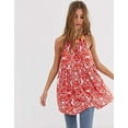 thumbnail image 3 of FREE PEOPLE Womens Red Printed Sleeveless Halter Tank Top Size: M, 3 of 8