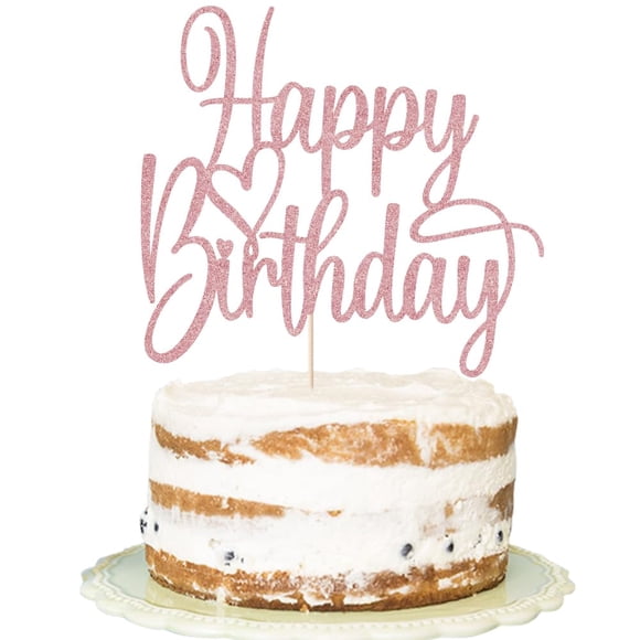 Decoración para tartas FLORCMET hecha a mano, con purpurina, feliz cumpleaños