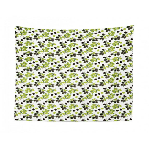 Italy Tapestry, Sketch of Farfalle Pasta on Plain Background Traditional Italian Food, Fabric Wall Hanging Decor for Bedroom Living Room Dorm, 2 Sizes, White and Earth Yellow, by Ambesonne