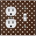 thumbnail image 1 of Metal Light Switch Wall Plate Outlet Cover (White Polka Dots Pattern Coffee Black - Single Duplex Single Toggle), 1 of 2
