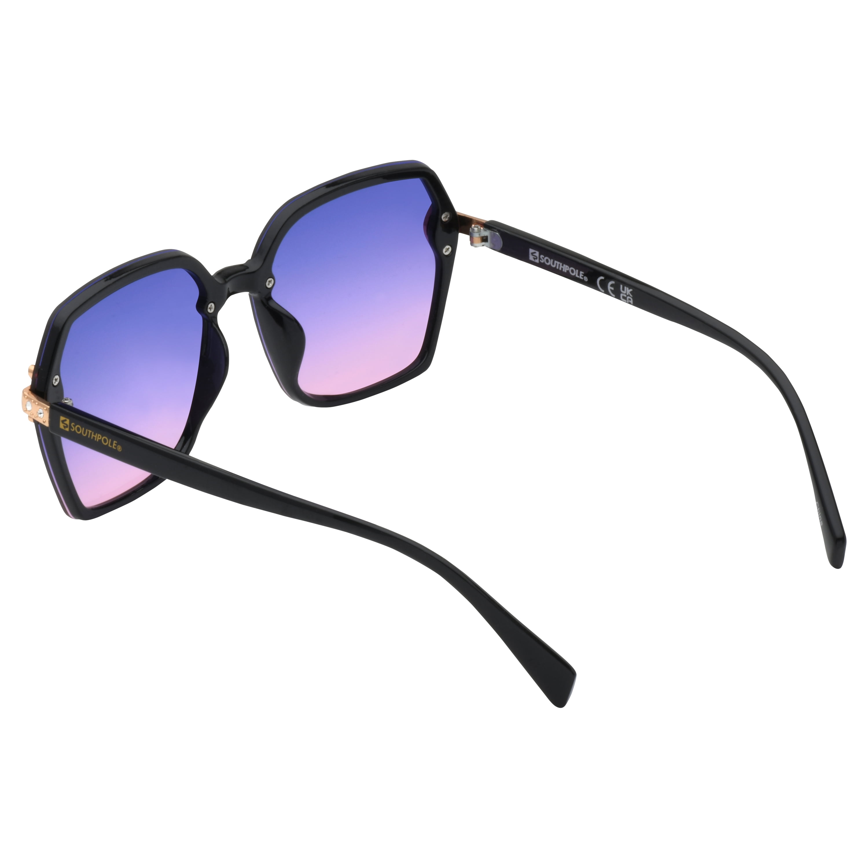 Southpole Women's 1090SP Glitzy UV400 Protective Hexagonal Fashion Sunglasses, 63mm