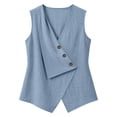 thumbnail image 5 of Vest Tops for Women Gsakboxl Women Casual V‑Neck Button‑Decorated Sleeveless Linen Tank Top Blouse Sky Blue XXL, 5 of 7