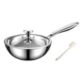 thumbnail image 2 of Sartén de acero inoxidable, sartén antiadherente, cubierta de vidrio portátil con asa, sartén para freír, para el hogar, restaurante, 2 of 9