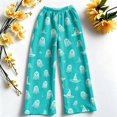 thumbnail image 5 of QWKLEAJ Halloween Pajama Pants Women Spooky Print Lounge Pants Pumpkin Ghost Wide Leg Sleepwear Festive Holiday Loungewear Drawstring Bottoms Plus Size Fleece Halloween Pyjamas, 5 of 6