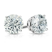 14k White Gold 0.25 Ct Diamond Solitaire Earrings (I-J,I2-I3) Plated by Paris Jewelry