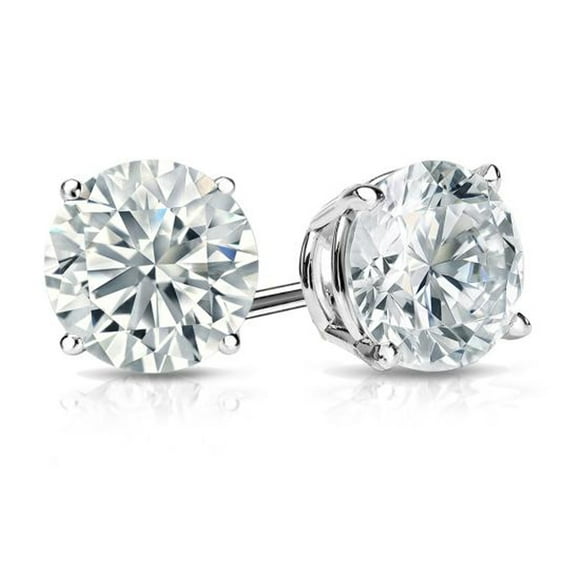 14k White Gold 0.25 Ct Diamond Solitaire Earrings (I-J,I2-I3) Plated by Paris Jewelry