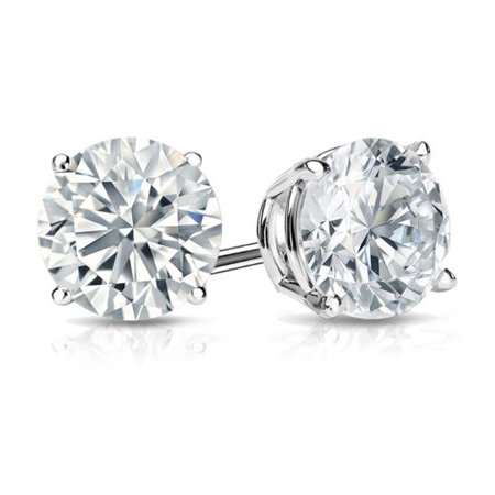 Paris Jewelry 14k White Gold 0.25 Carat Round Plated Solitaire Diamond Stud Earrings (I2, G-H)