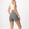 thumbnail image 4 of Delconic Women's Athletic Running Long Shorts Workout Hiking Shorts Quick Dry High Waisted Active Zipper Pocket Dark Gray M, 4 of 4