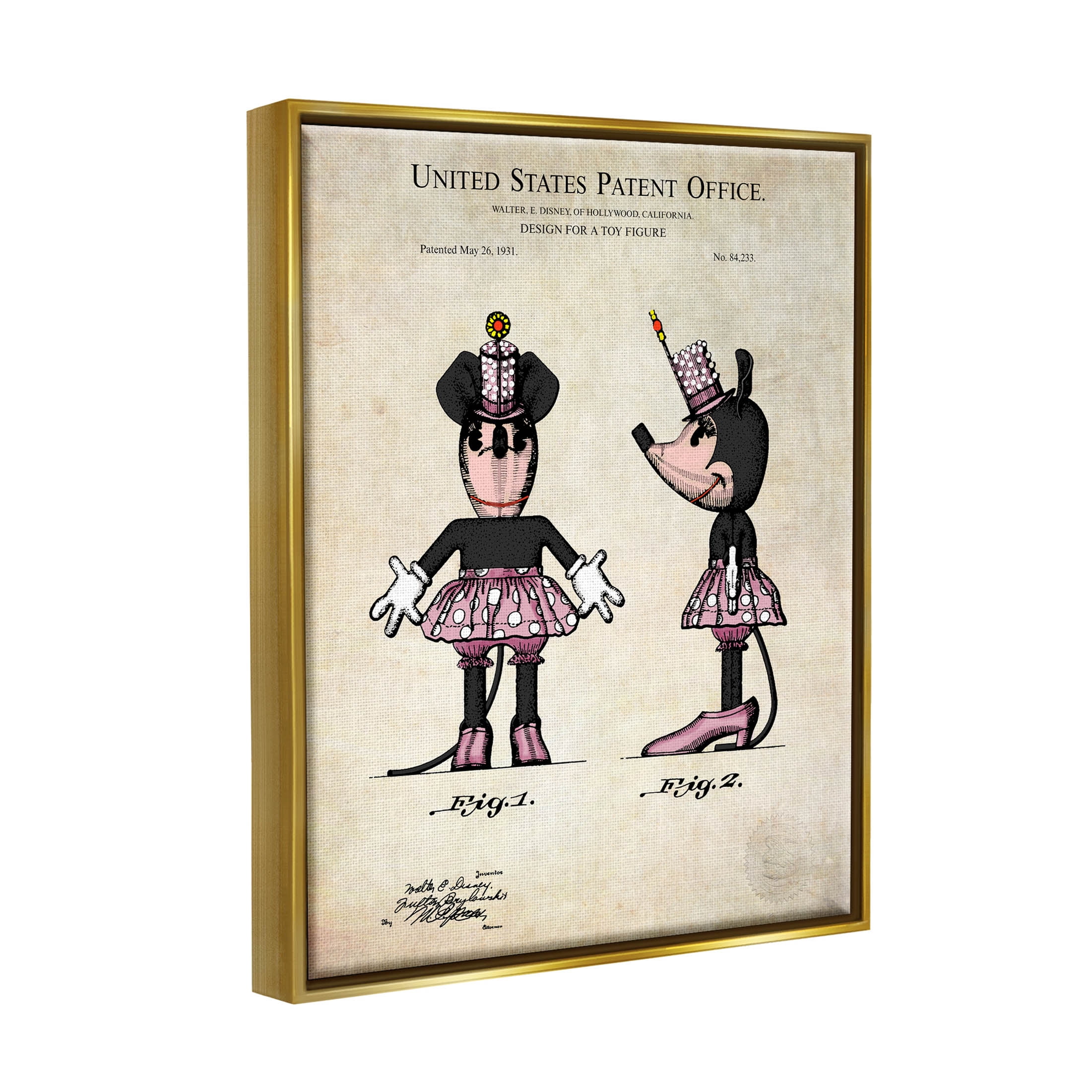 Stupell Industries Mouse Character Figure Diagram Graphic Art Metallic Gold Floating Framed Canvas Print Wall Art, Design by Karl Hronek