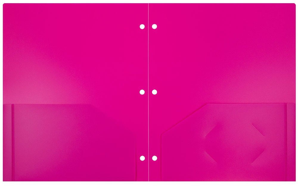 JAM Paper Heavy Duty Plastic 3 Hole Punch Pocket Folders, Extra Tough, Assorted Fashion Colors, Bulk 144/Box