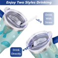thumbnail image 5 of 40oz Cute Ocean Life Turtle Stainless Steel Flip Straw Tumbler Spill Proof Travel Cup Double Wall Vacuum Insulated Coffee Mug with Top Handle, 5 of 6