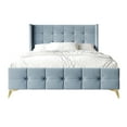thumbnail image 3 of Castle Place Luxury Glam Twin Size Velvet Upholstered Bed, Light Blue, 3 of 7