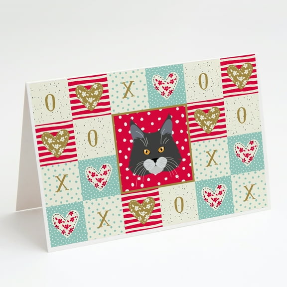 Maine Coon Cat Love Greeting Cards and Envelopes Pack of 8