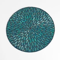 Fennco Styles Jaipur Handmade Beded Design 15-inch Round Placemat - 1-Piece (Teal)