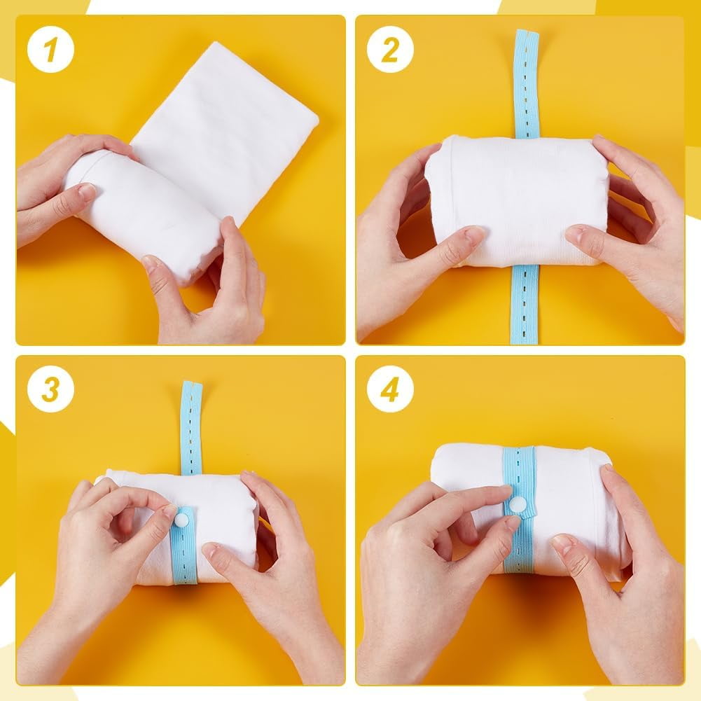 5 set 30pcs Buttonhole Elastic Bands with Plastic Button Adjustable Binding Webbing Tape Flat Mixed color 325~330x19x1mm