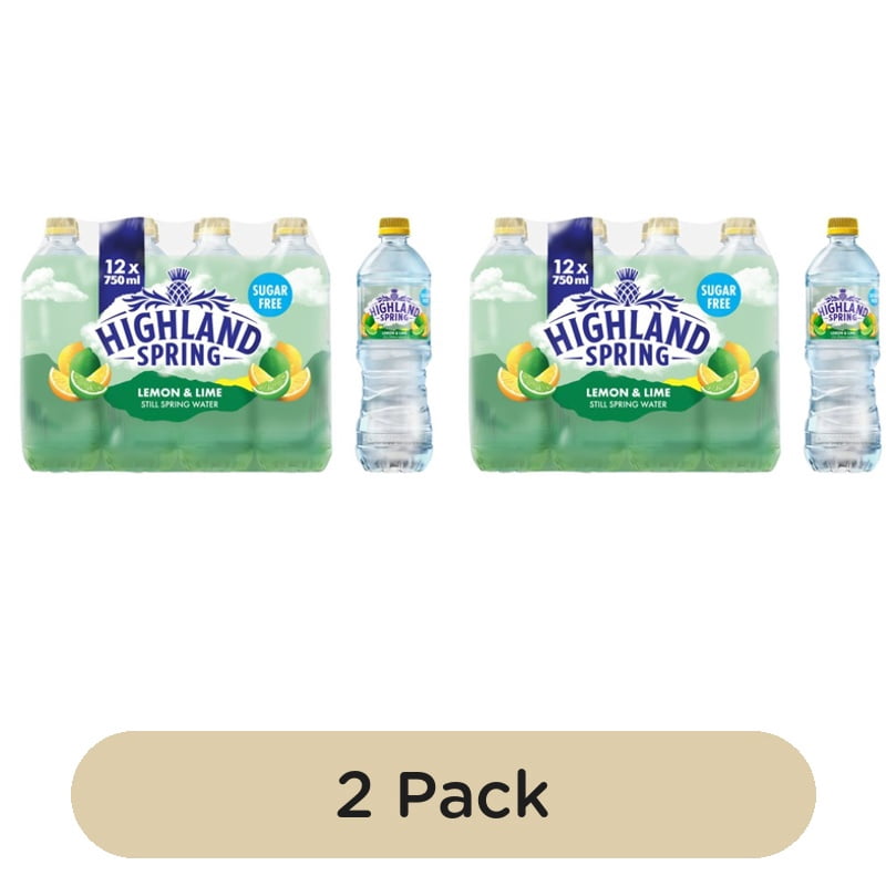 Highland Spring Lemon & Lime Flavoured Still Water 12 x 750ml, British Import (Pack of 2)