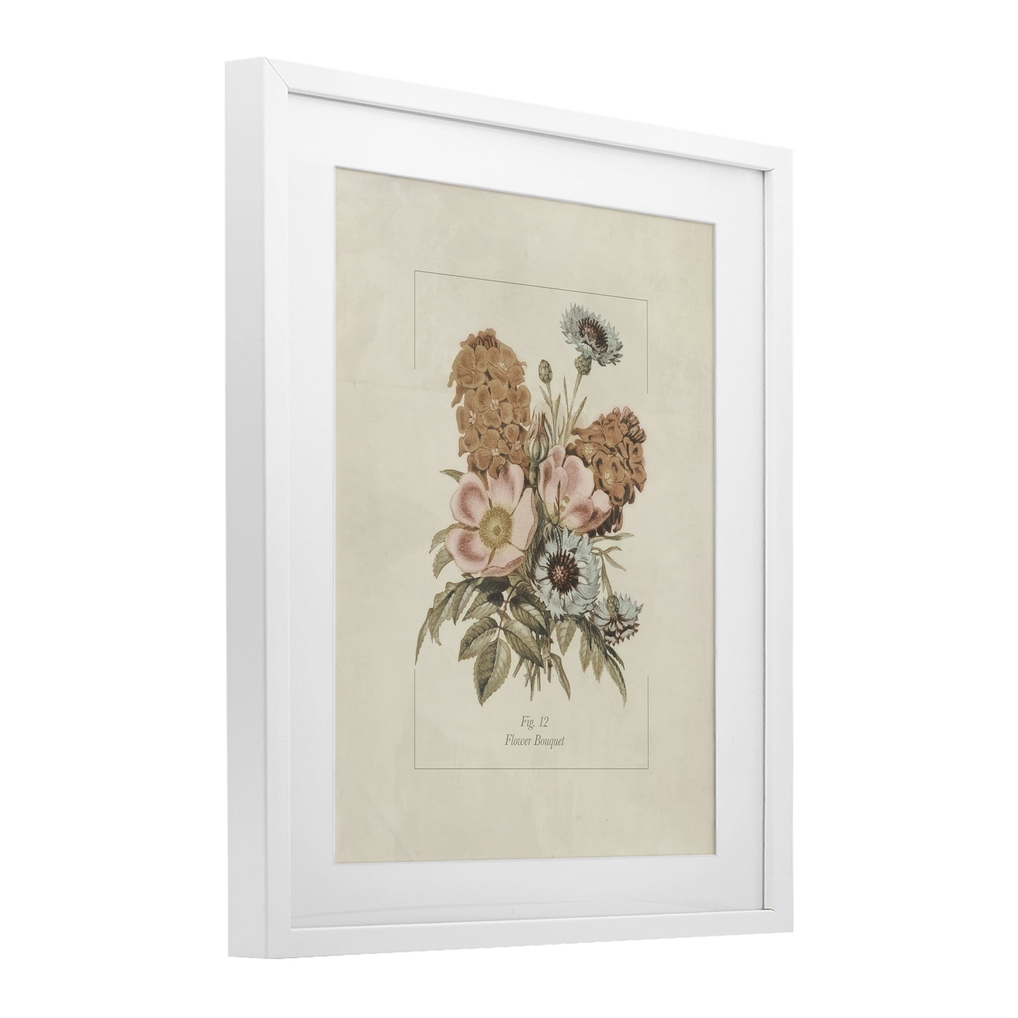 Stupell Industries Flower Bouquet Vintage Blossoms White Framed Print Under Glass, design by Dan Meneely