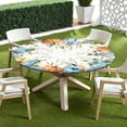 thumbnail image 5 of Fall Round Fitted Tablecloth with Elastic Edge,Water-Resistant Picnic Autumn Harvest Thanksgiving Blue Pumpkin Table Cover for 36-40" Found Tables Leaf Botanical Table Cloth for Dinner,Outdoor,Patio, 5 of 6