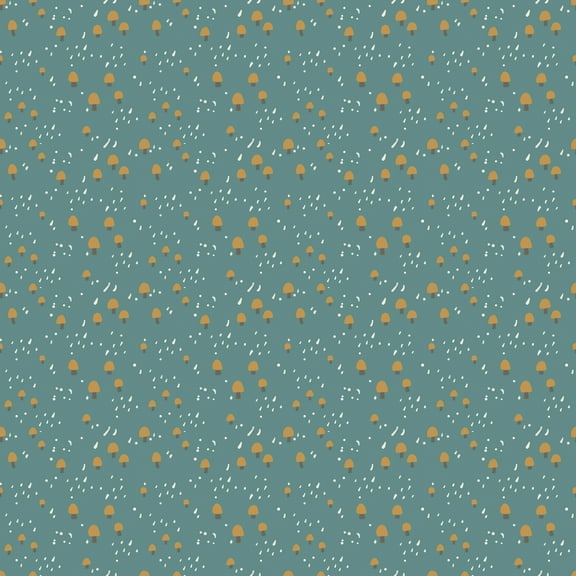 Cotton Elmer and Eloise Small Mushrooms Riley Blake Cotton Fabric Print by the Yard (C14244-TEAL)