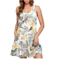 thumbnail image 5 of Casual Summer Dresses for Women Womens Dress Summer Women's Casual Plus-size Sleeveless Round Neck Short Floral Dress Yellow S, 5 of 5