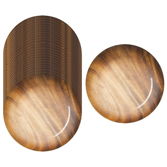 Bulk 100 Pieces Faux Acacia Wood Paper Chargers