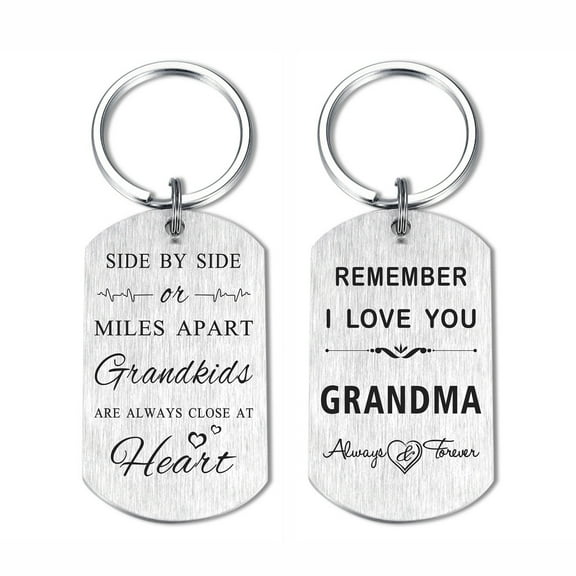 DEGASKEN Grandma Keychain, Grandmother Birthday Christmas Mothers Day Gifts from Grandkids, Metal Engraved