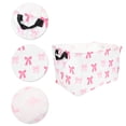 thumbnail image 4 of Unique Bargains 1 Pc Storage Basket with Handles Bow Print Gift Basket 14.9"x10.2"x8.6" Pink White, 4 of 6