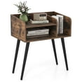 thumbnail image 1 of Costway Table d'Appoint Mi-Siècle Moderne avec Étagères Ouvertes Pieds de Soutien en Métal pour Chambre Café, 1 of 9